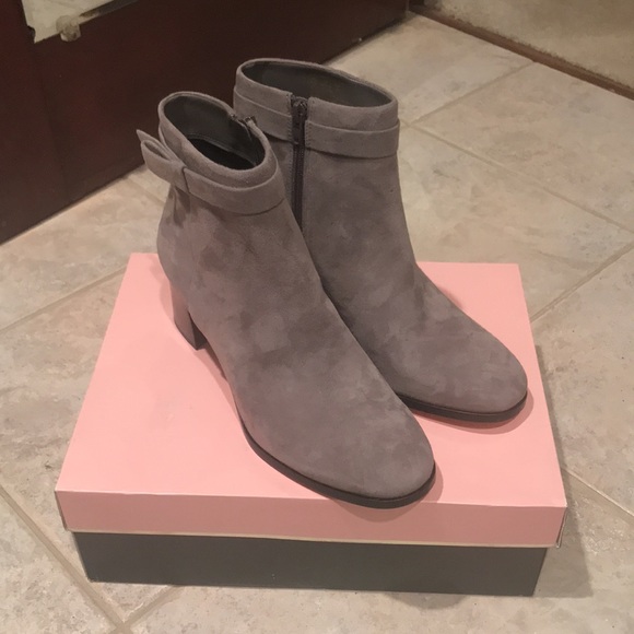 Kate Spade! Madelaine Hare Grey Strap Heeled Suede Booties NWT/NIB! - Picture 7 of 16